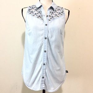 PACSUN Chambray Skull Tank